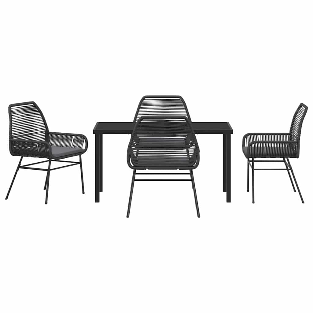 Garten Essgruppe mit Kissen 5 pcs Schwarz Poly-Rattan