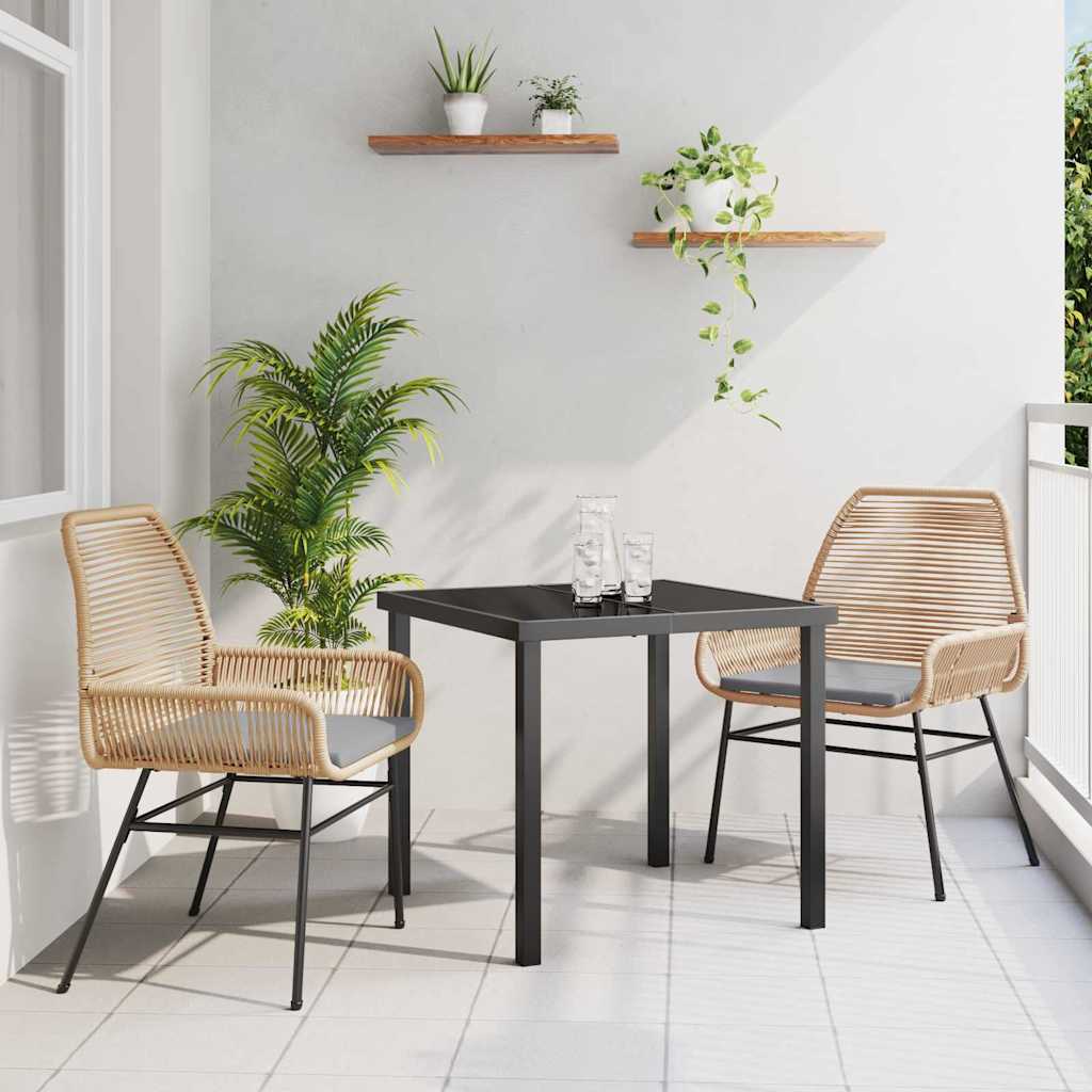 Garten Essgruppe mit Kissen 3 pcs Braun Poly-Rattan