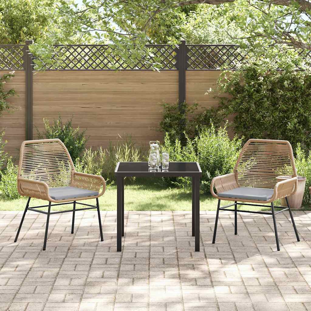 Garten Essgruppe mit Kissen 3 pcs Braun Poly-Rattan