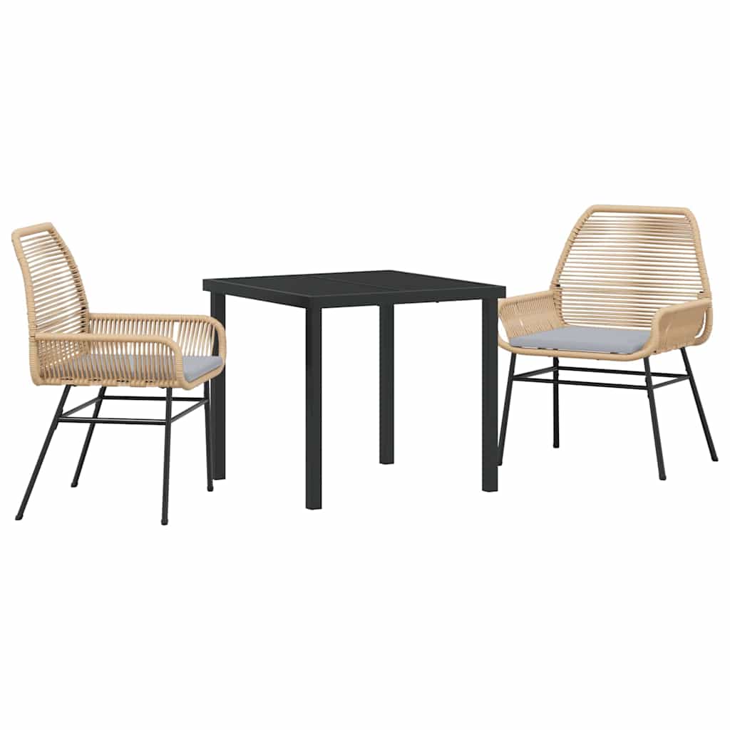 Garten Essgruppe mit Kissen 3 pcs Braun Poly-Rattan