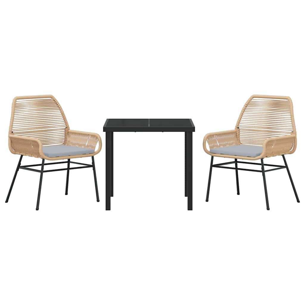 Garten Essgruppe mit Kissen 3 pcs Braun Poly-Rattan
