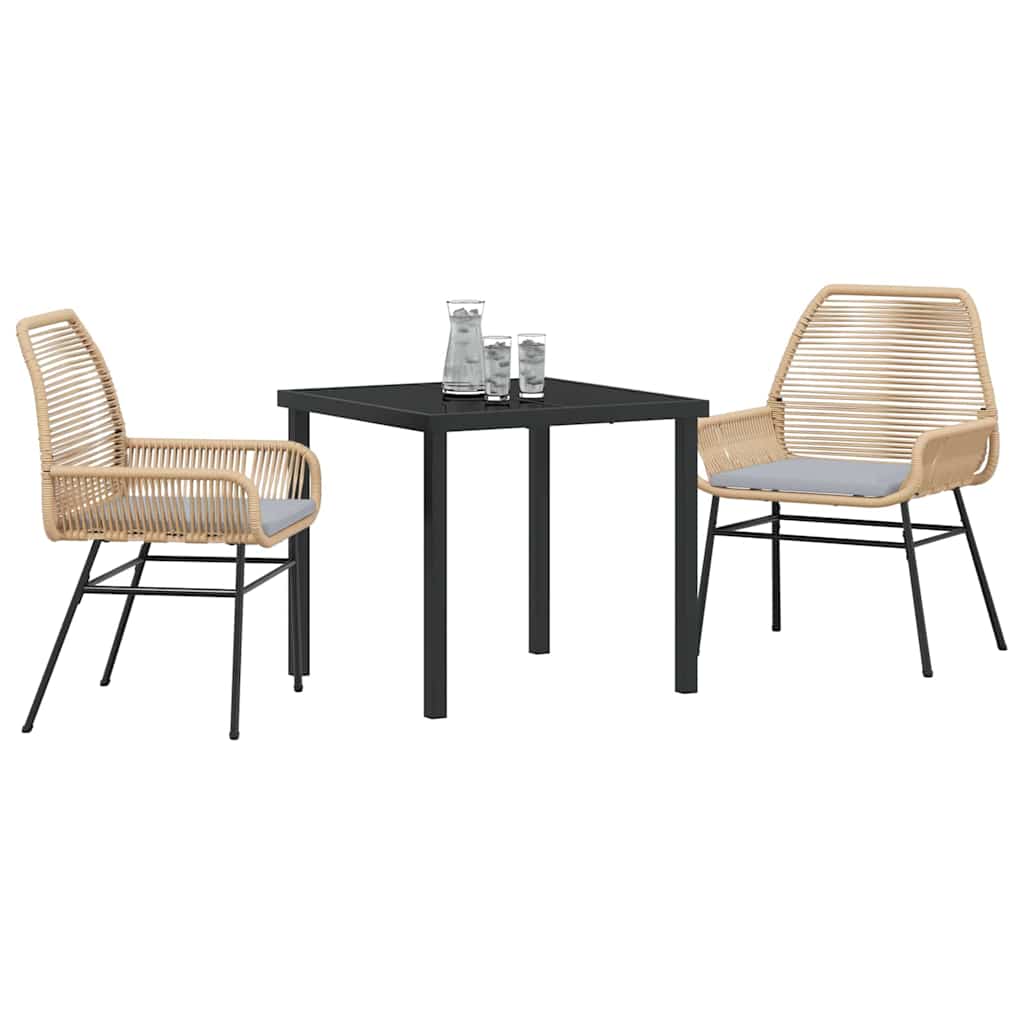 Garten Essgruppe mit Kissen 3 pcs Braun Poly-Rattan