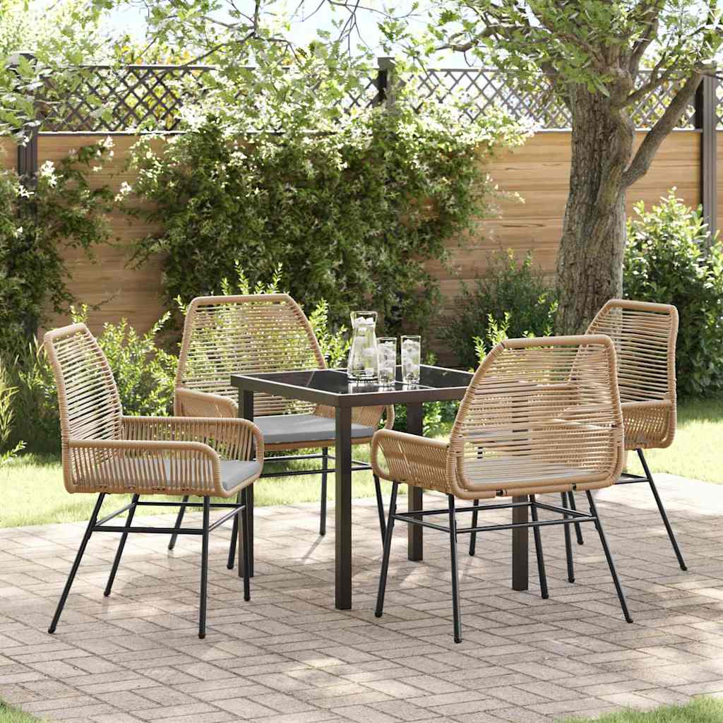 Garten Essgruppe mit Kissen 5 pcs Braun Poly-Rattan