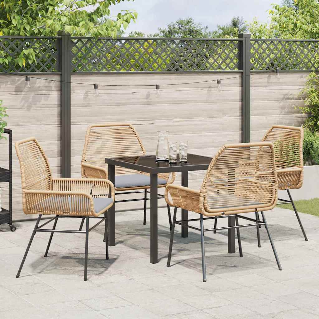 Garten Essgruppe mit Kissen 5 pcs Braun Poly-Rattan