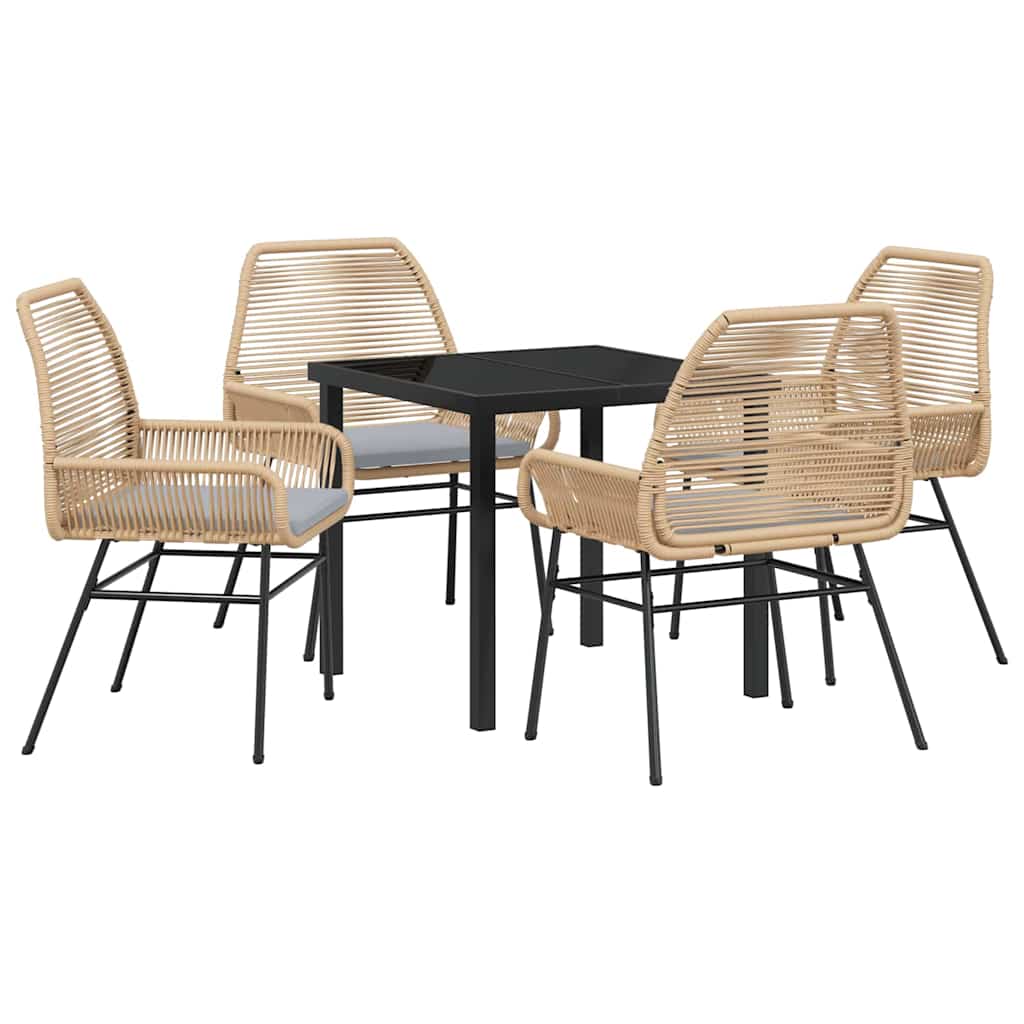 Garten Essgruppe mit Kissen 5 pcs Braun Poly-Rattan