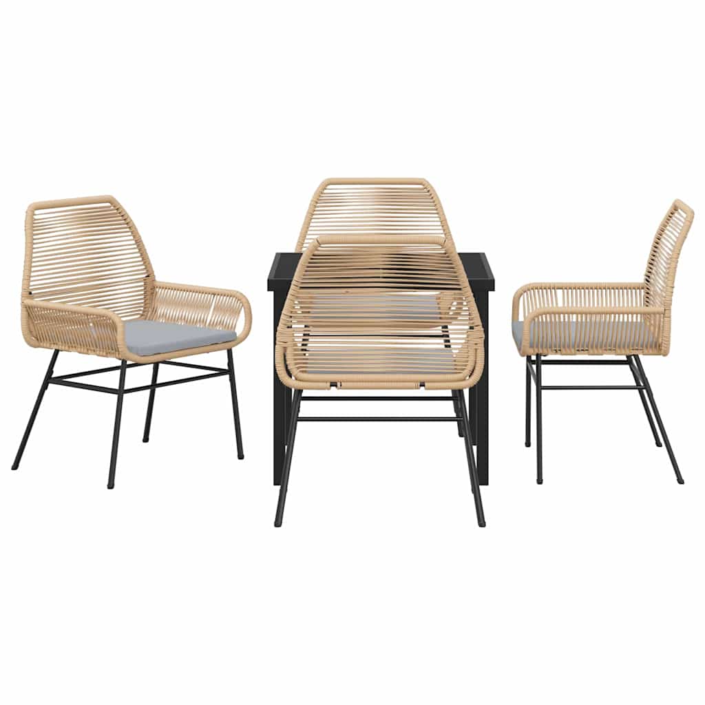 Garten Essgruppe mit Kissen 5 pcs Braun Poly-Rattan