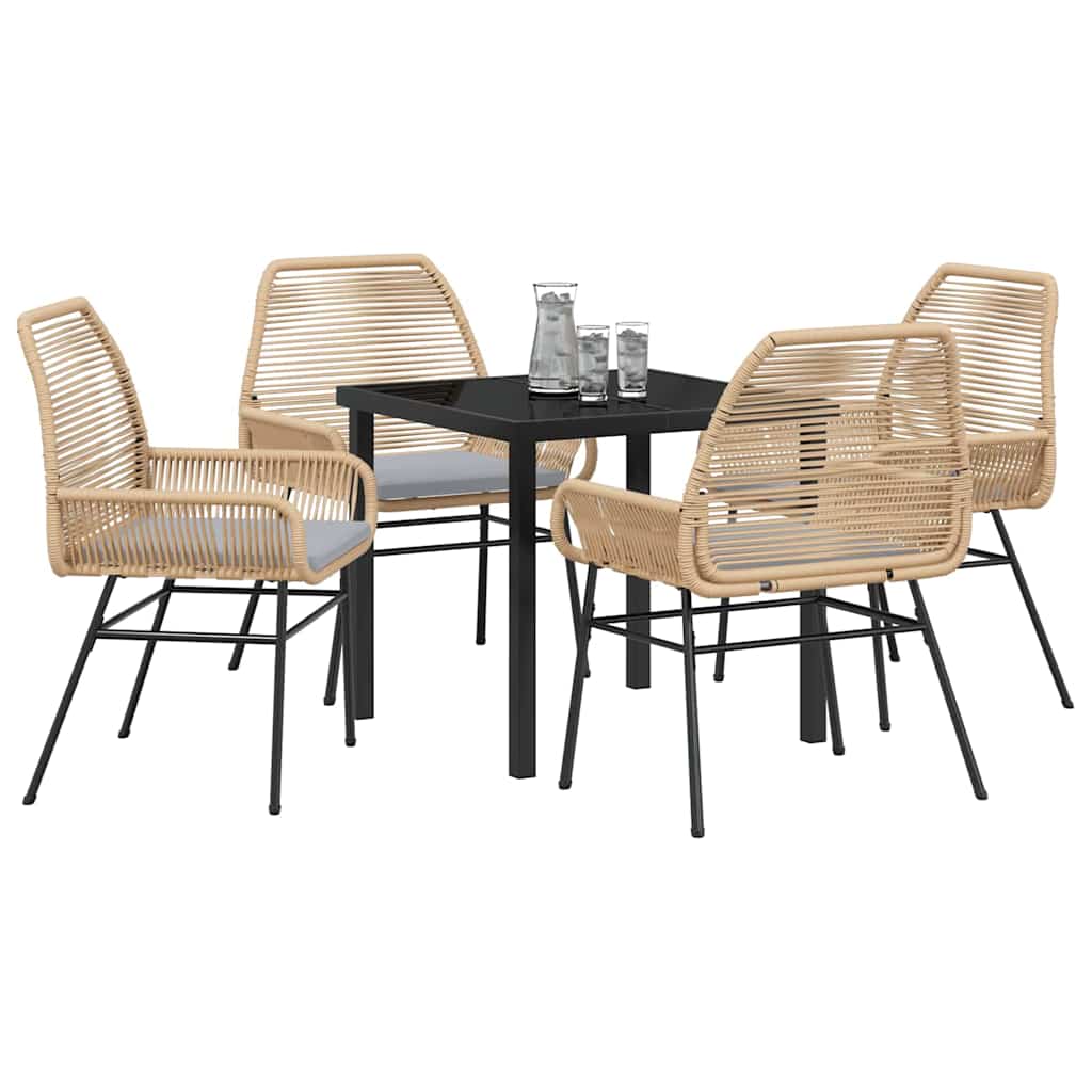 Garten Essgruppe mit Kissen 5 pcs Braun Poly-Rattan