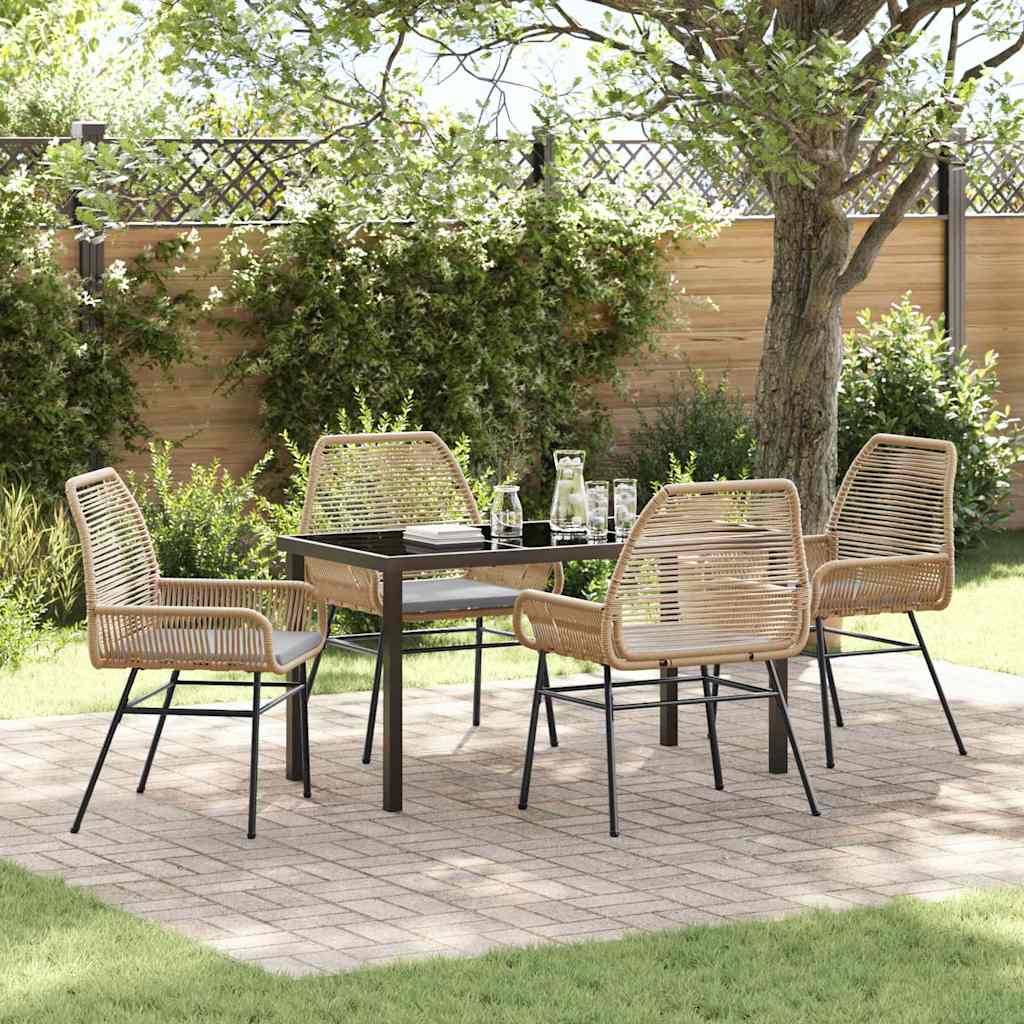 Garten Essgruppe mit Kissen 5 pcs Braun Poly-Rattan