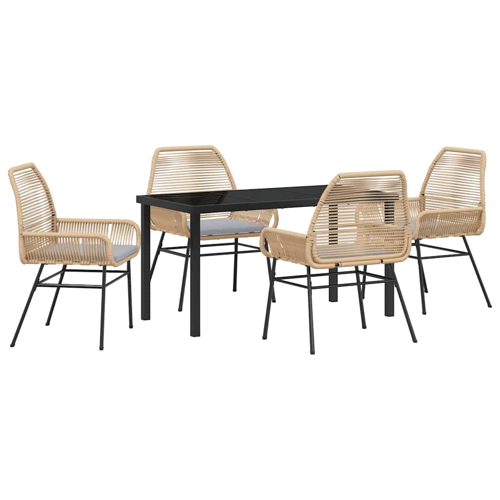 Garten Essgruppe mit Kissen 5 pcs Braun Poly-Rattan