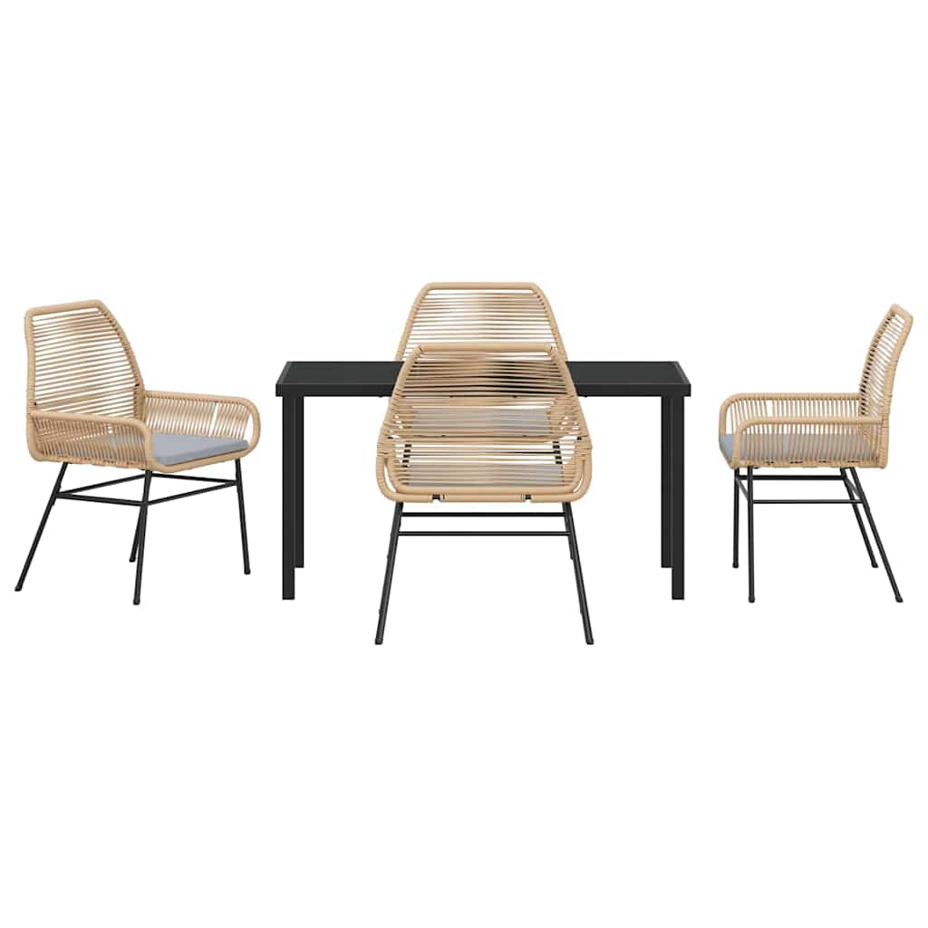 Garten Essgruppe mit Kissen 5 pcs Braun Poly-Rattan