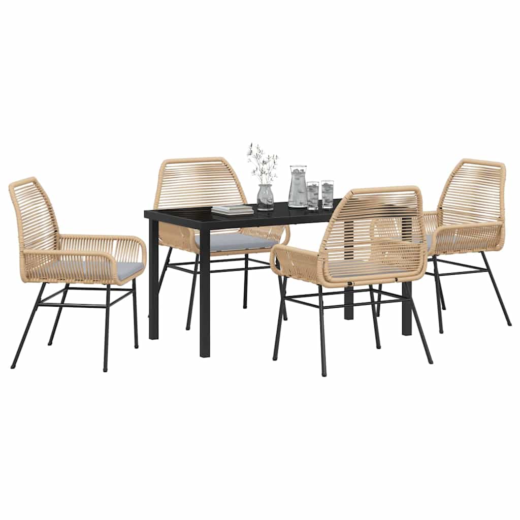 Garten Essgruppe mit Kissen 5 pcs Braun Poly-Rattan