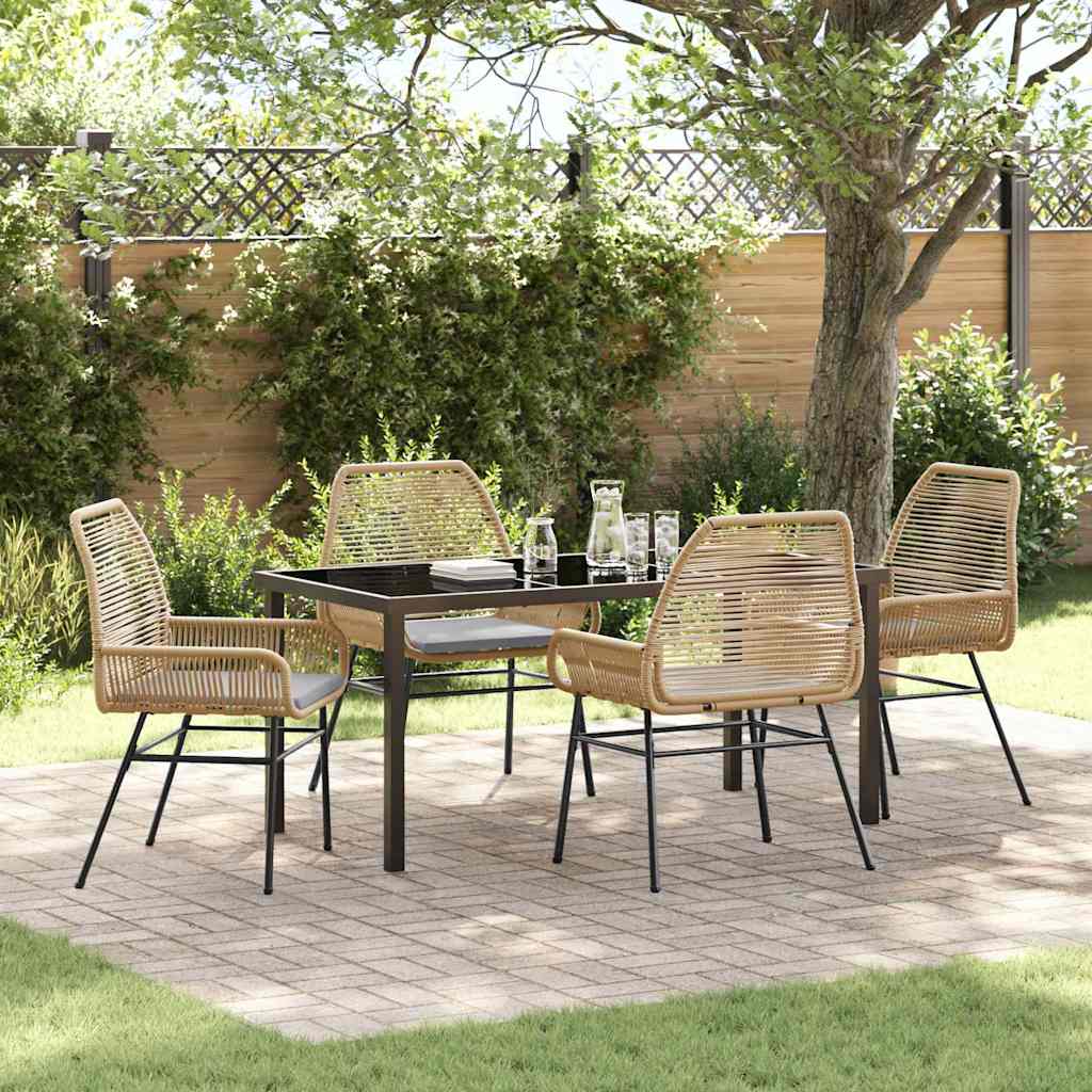 Garten Essgruppe mit Kissen 5 pcs Braun Poly-Rattan