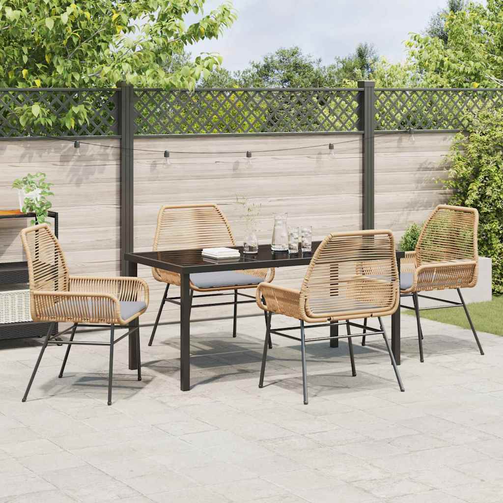 Garten Essgruppe mit Kissen 5 pcs Braun Poly-Rattan