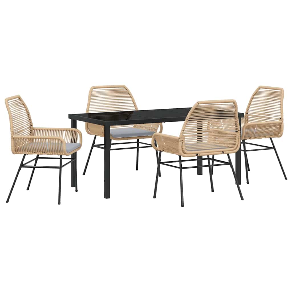 Garten Essgruppe mit Kissen 5 pcs Braun Poly-Rattan