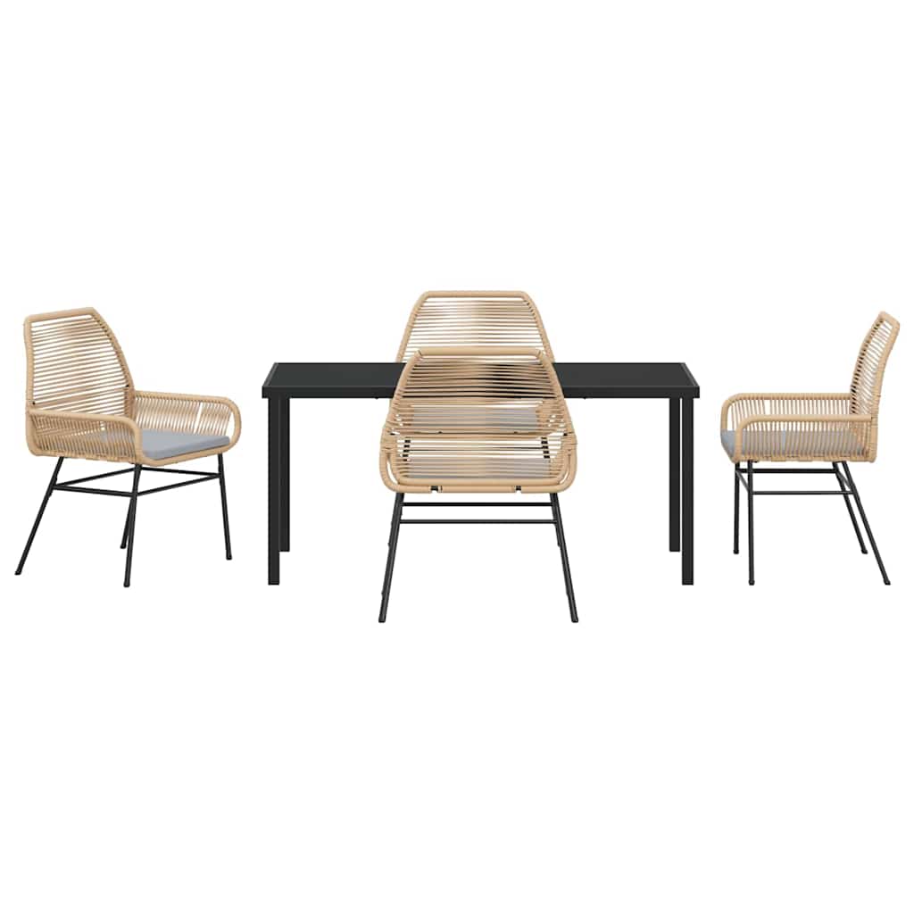 Garten Essgruppe mit Kissen 5 pcs Braun Poly-Rattan