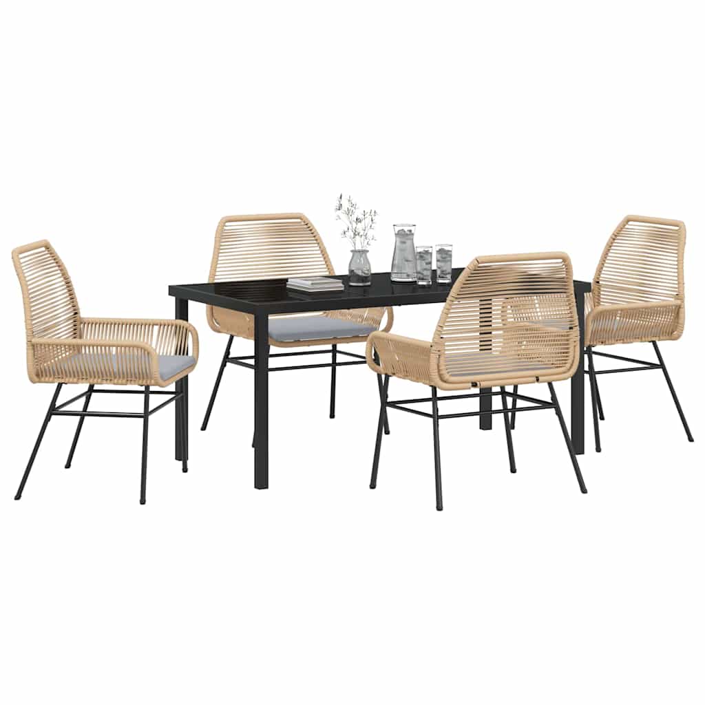 Garten Essgruppe mit Kissen 5 pcs Braun Poly-Rattan