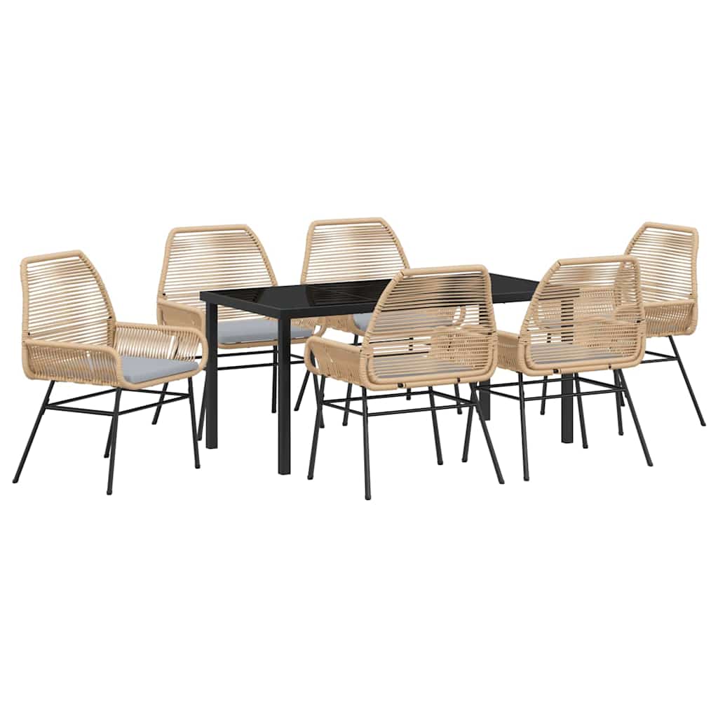 Garten Essgruppe mit Kissen 7 pcs Braun Poly-Rattan