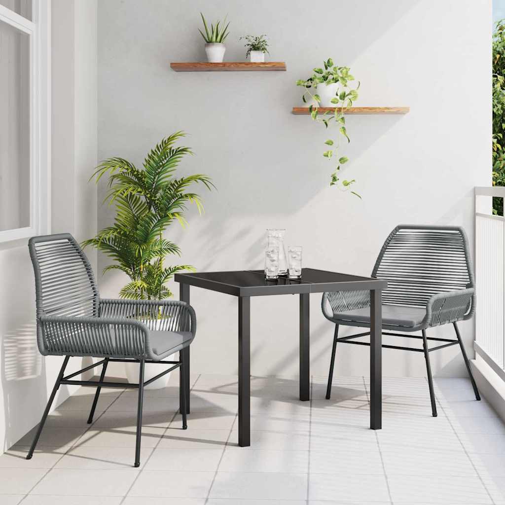 Garten Essgruppe mit Kissen 3 pcs Grau Poly-Rattan