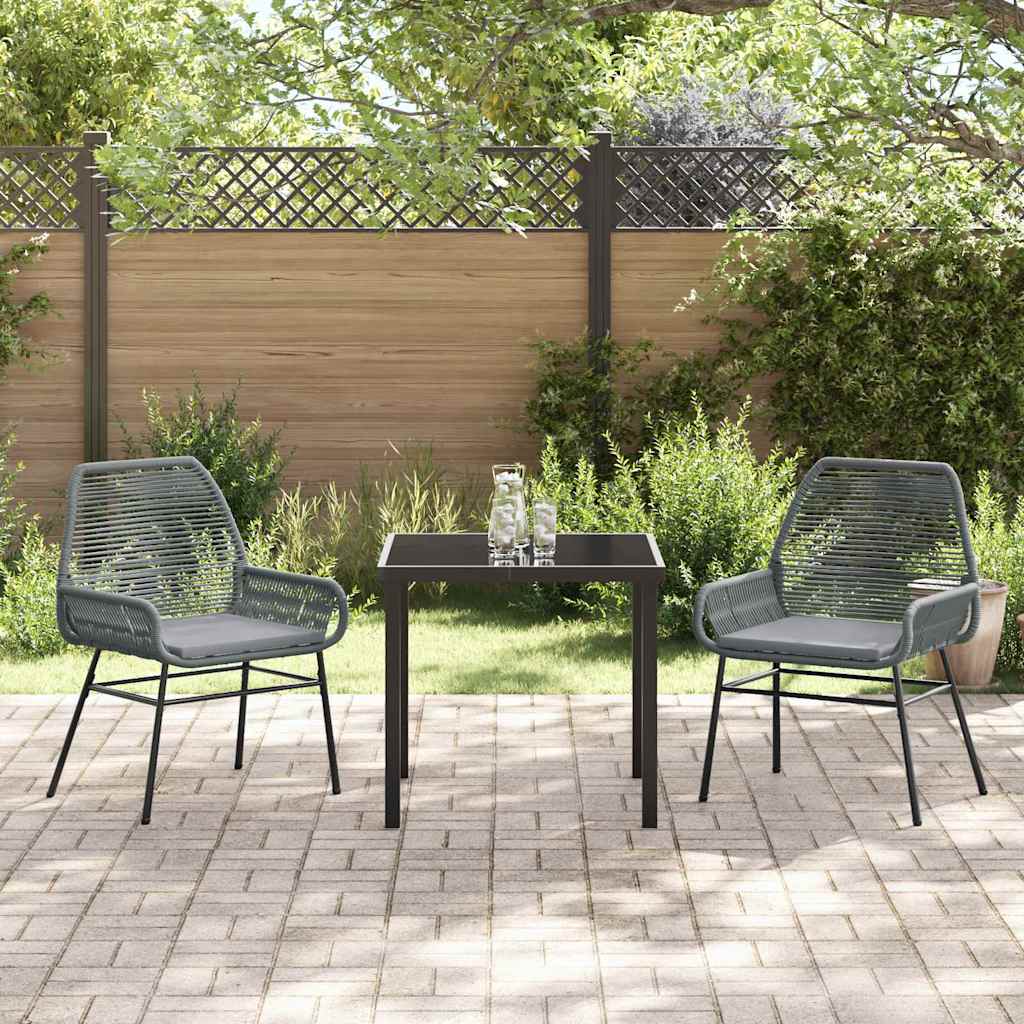 Garten Essgruppe mit Kissen 3 pcs Grau Poly-Rattan