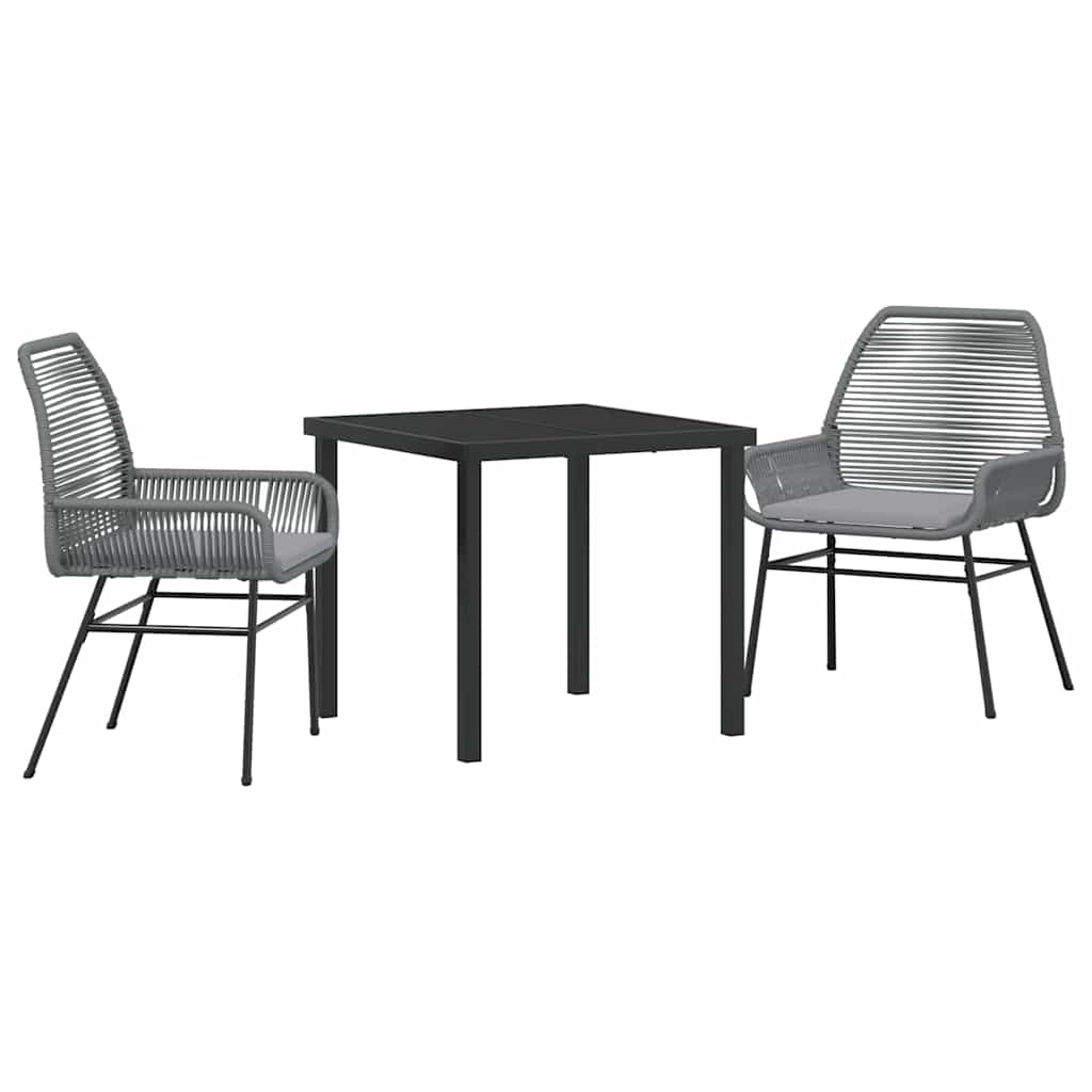 Garten Essgruppe mit Kissen 3 pcs Grau Poly-Rattan