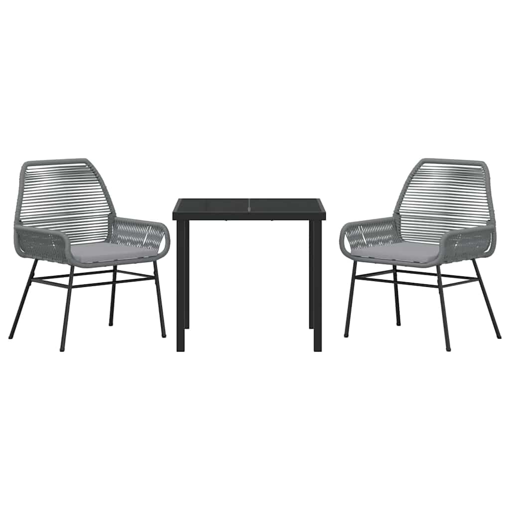 Garten Essgruppe mit Kissen 3 pcs Grau Poly-Rattan