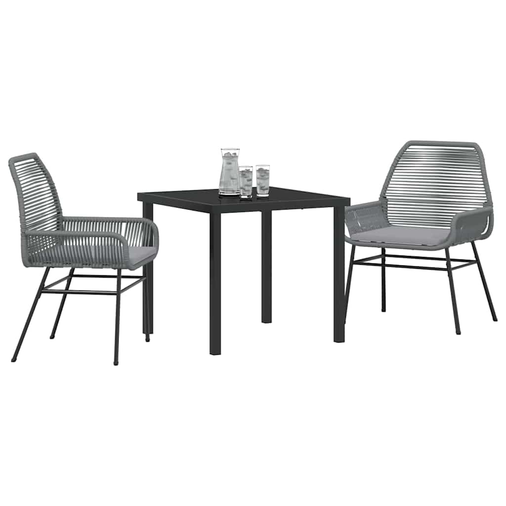 Garten Essgruppe mit Kissen 3 pcs Grau Poly-Rattan