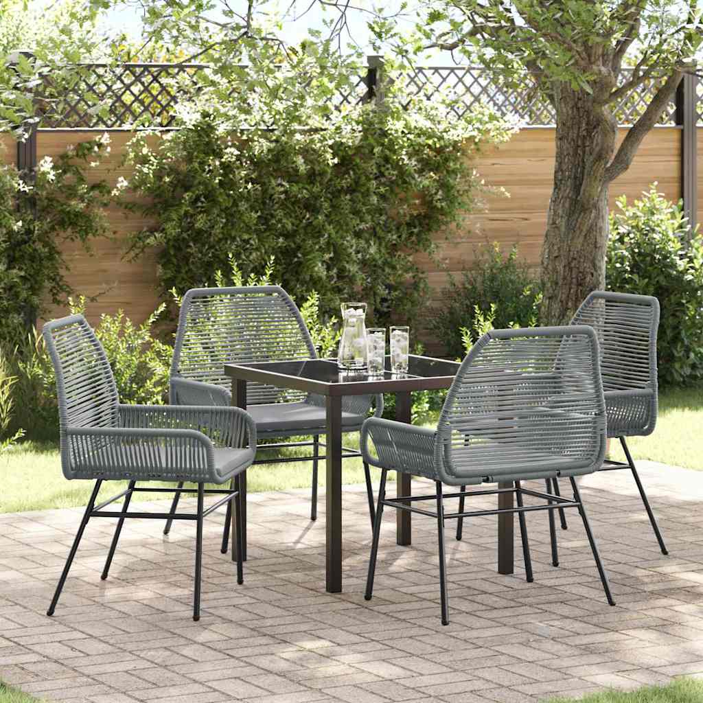 Garten Essgruppe mit Kissen 5 pcs Grau Poly-Rattan
