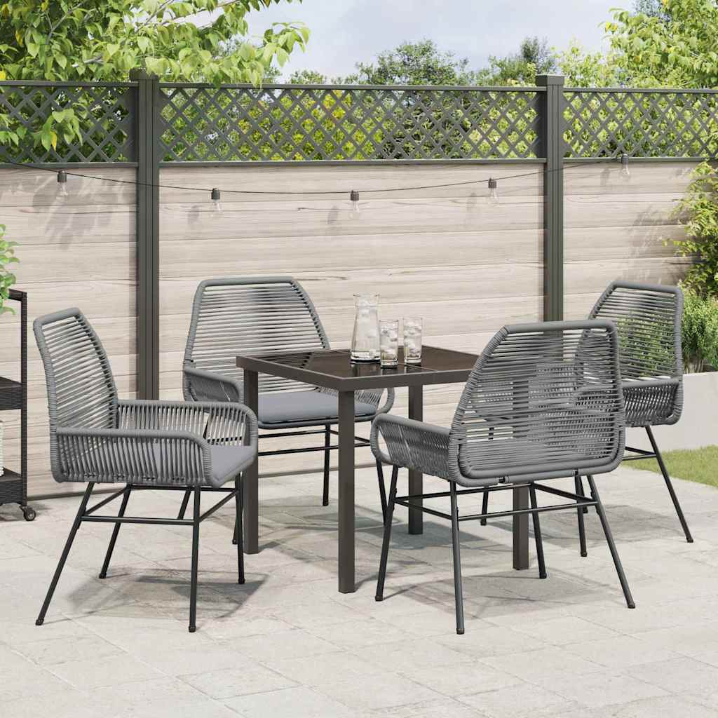 Garten Essgruppe mit Kissen 5 pcs Grau Poly-Rattan