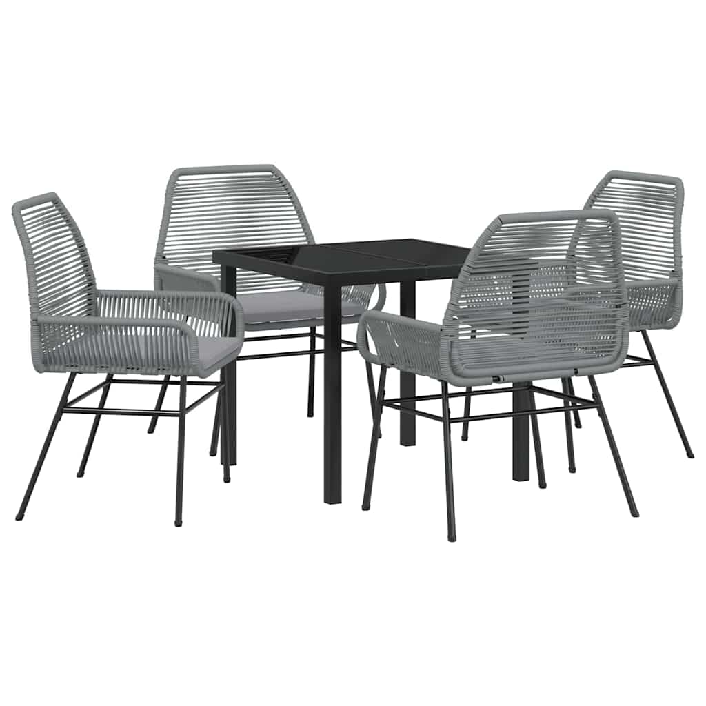 Garten Essgruppe mit Kissen 5 pcs Grau Poly-Rattan