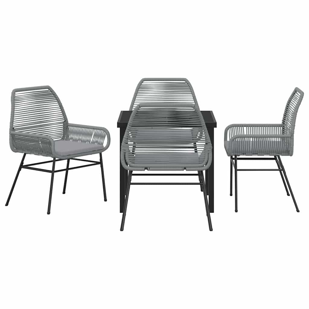 Garten Essgruppe mit Kissen 5 pcs Grau Poly-Rattan