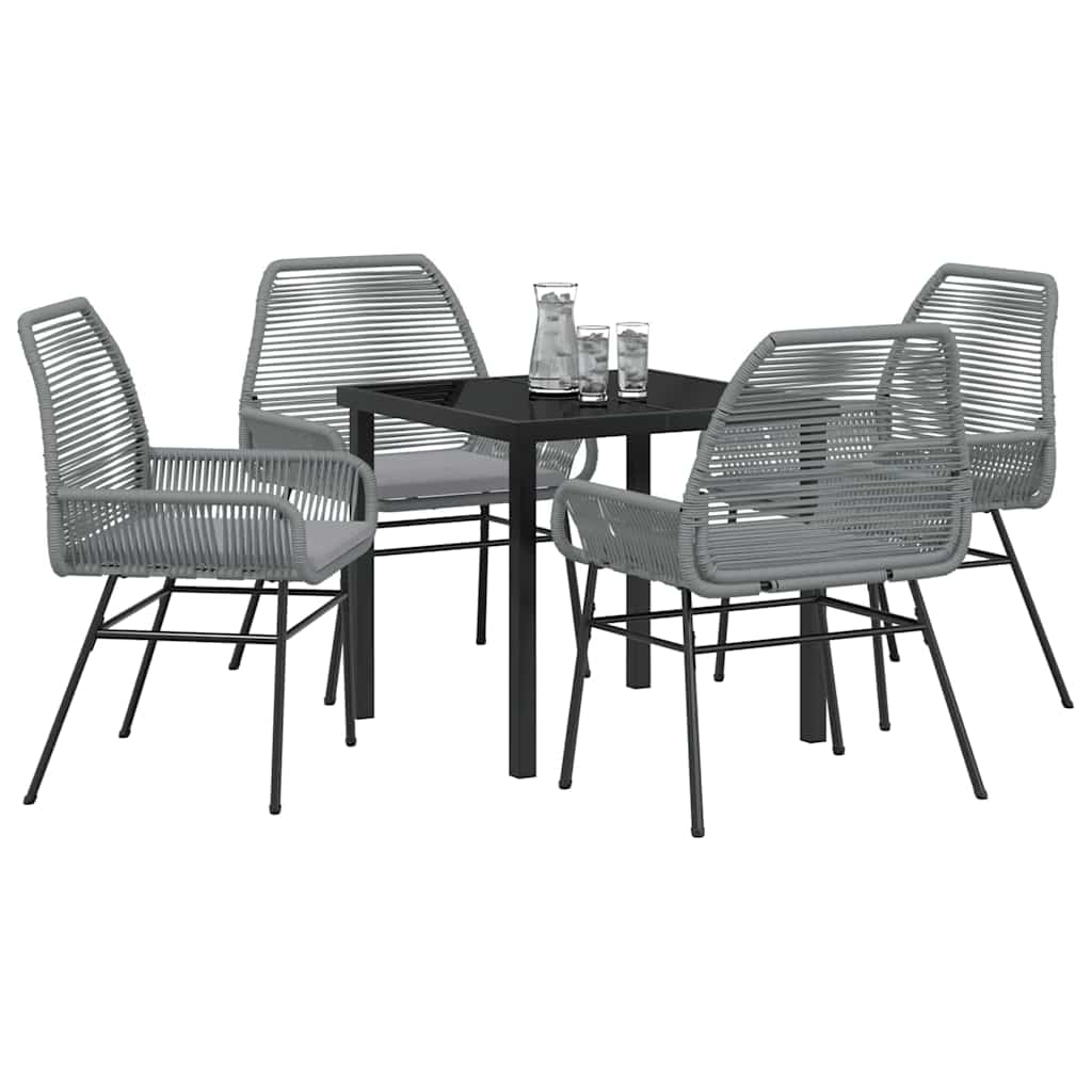 Garten Essgruppe mit Kissen 5 pcs Grau Poly-Rattan