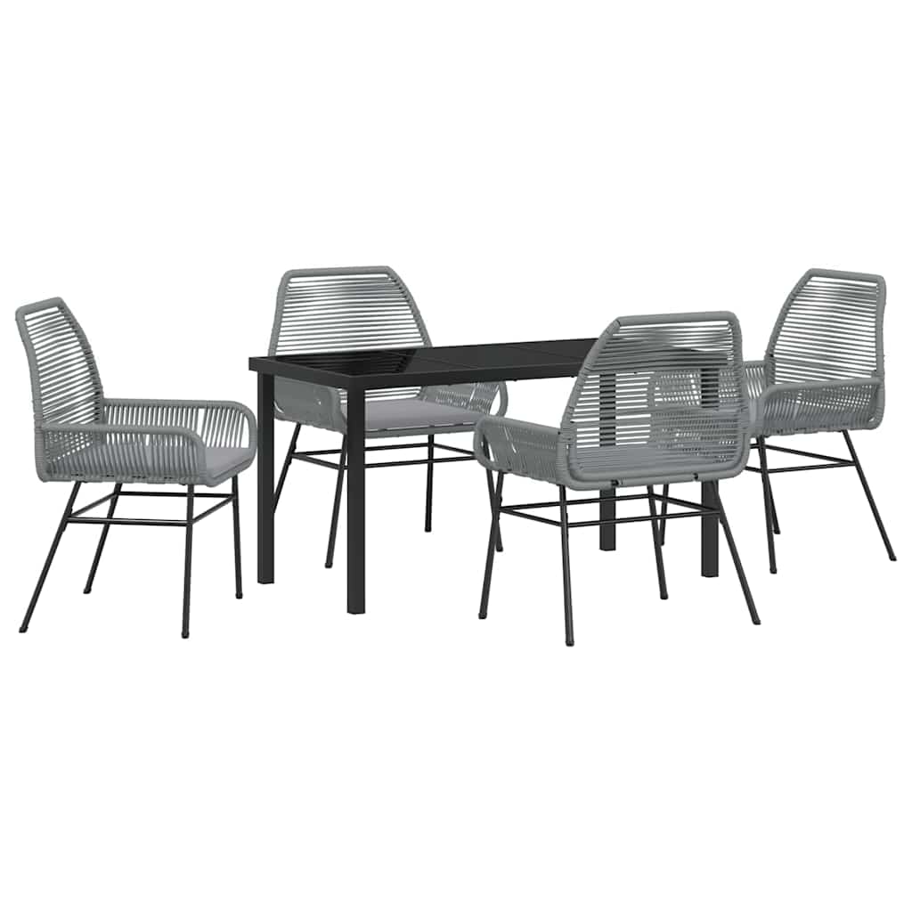Garten Essgruppe mit Kissen 5 pcs Grau Poly-Rattan