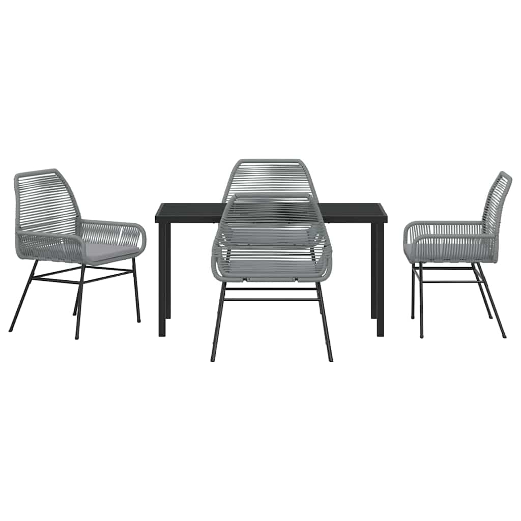 Garten Essgruppe mit Kissen 5 pcs Grau Poly-Rattan