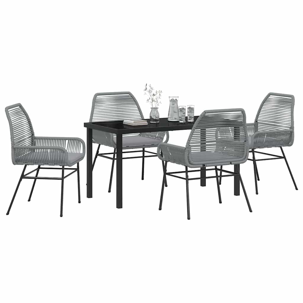 Garten Essgruppe mit Kissen 5 pcs Grau Poly-Rattan