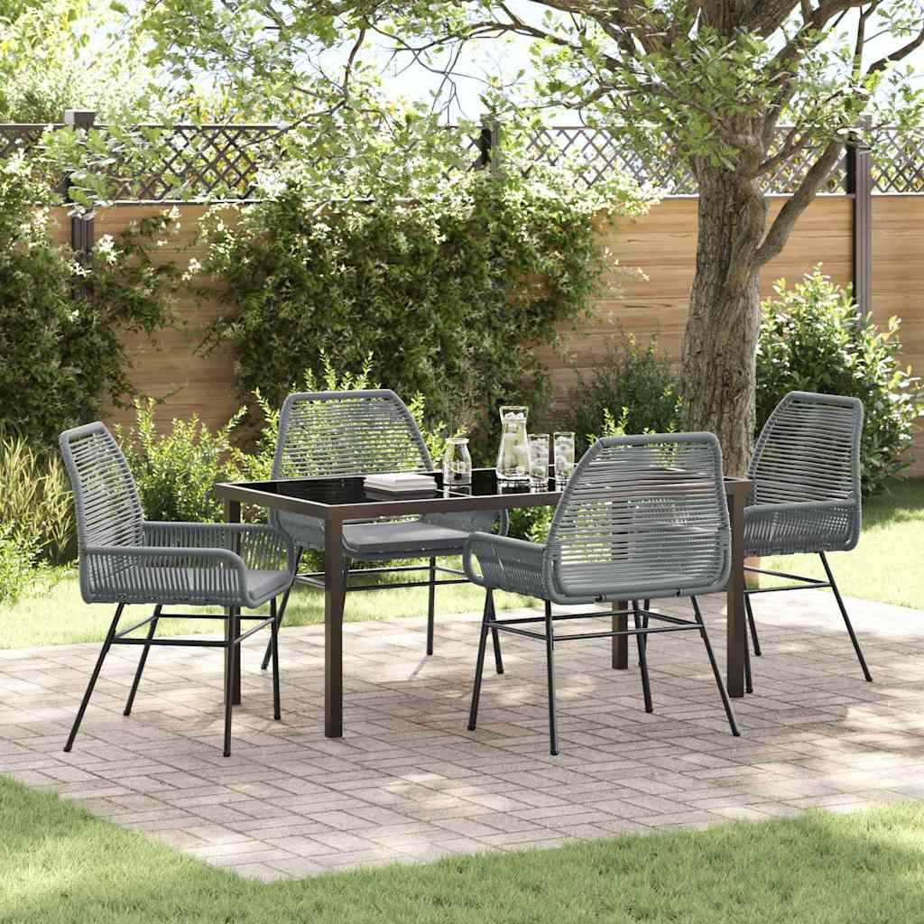 Garten Essgruppe mit Kissen 5 pcs Grau Poly-Rattan