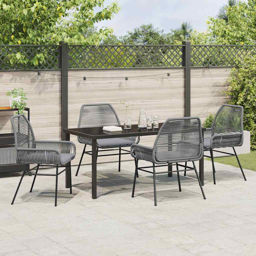 Garten Essgruppe mit Kissen 5 pcs Grau Poly-Rattan
