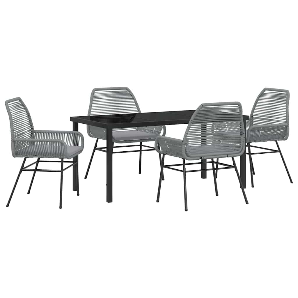 Garten Essgruppe mit Kissen 5 pcs Grau Poly-Rattan