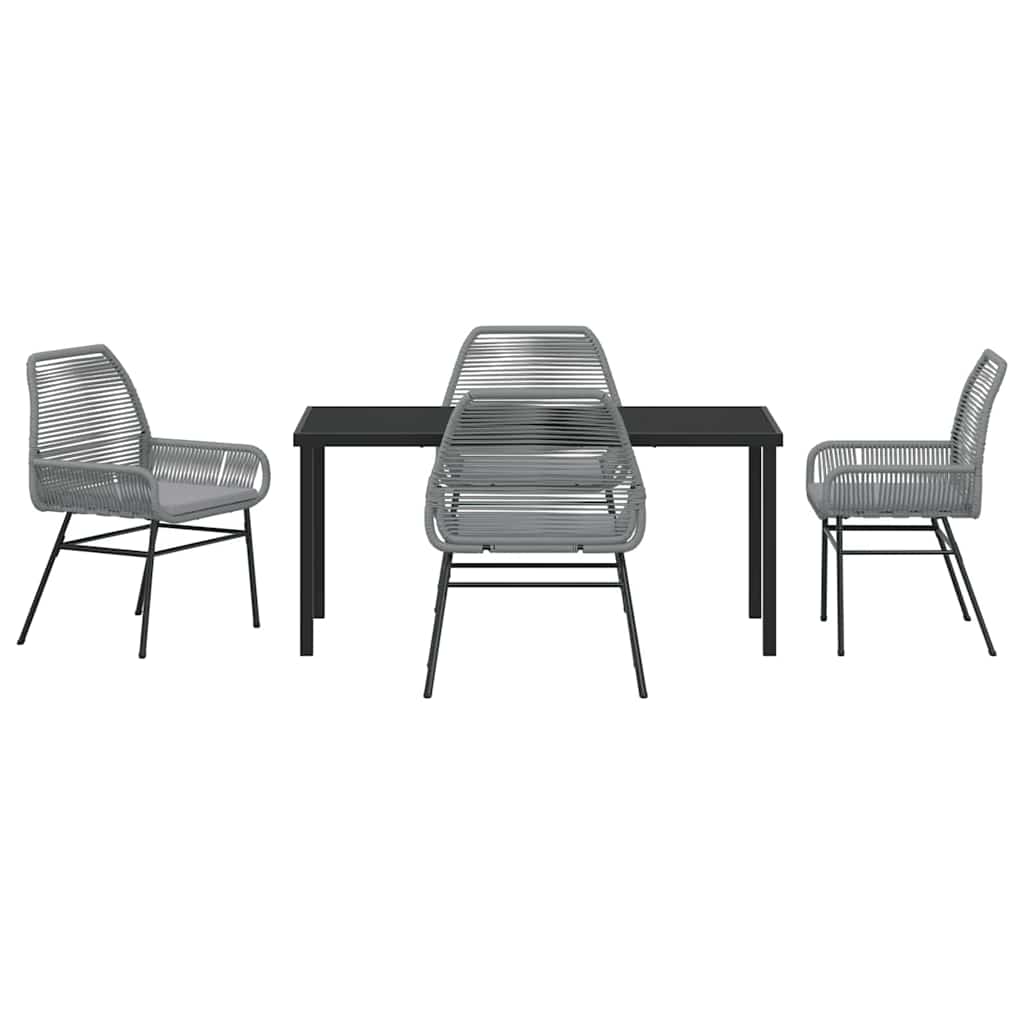 Garten Essgruppe mit Kissen 5 pcs Grau Poly-Rattan