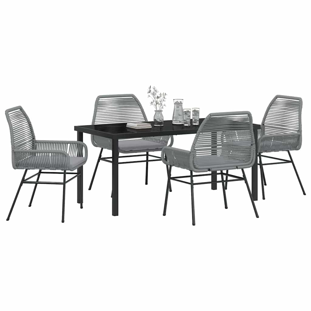 Garten Essgruppe mit Kissen 5 pcs Grau Poly-Rattan
