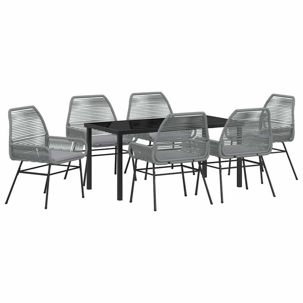 Garten Essgruppe mit Kissen 7 pcs Grau Poly-Rattan