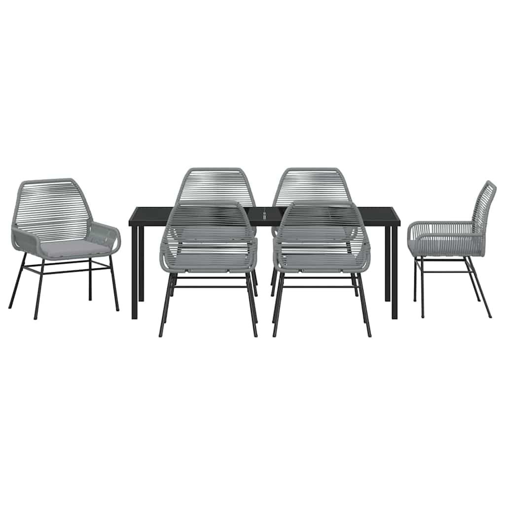 Garten Essgruppe mit Kissen 7 pcs Grau Poly-Rattan