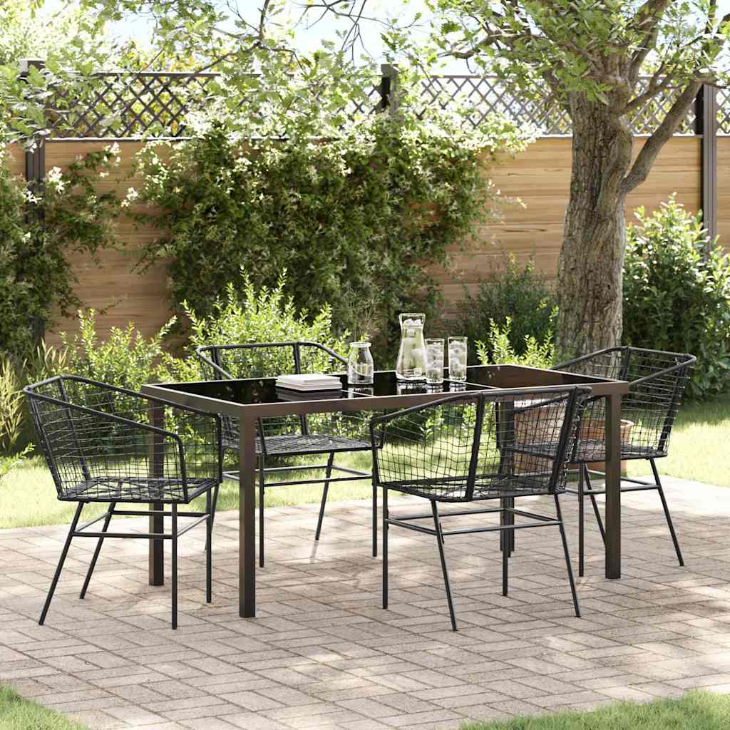Garten Essgruppe 5 pcs Schwarz Poly-Rattan