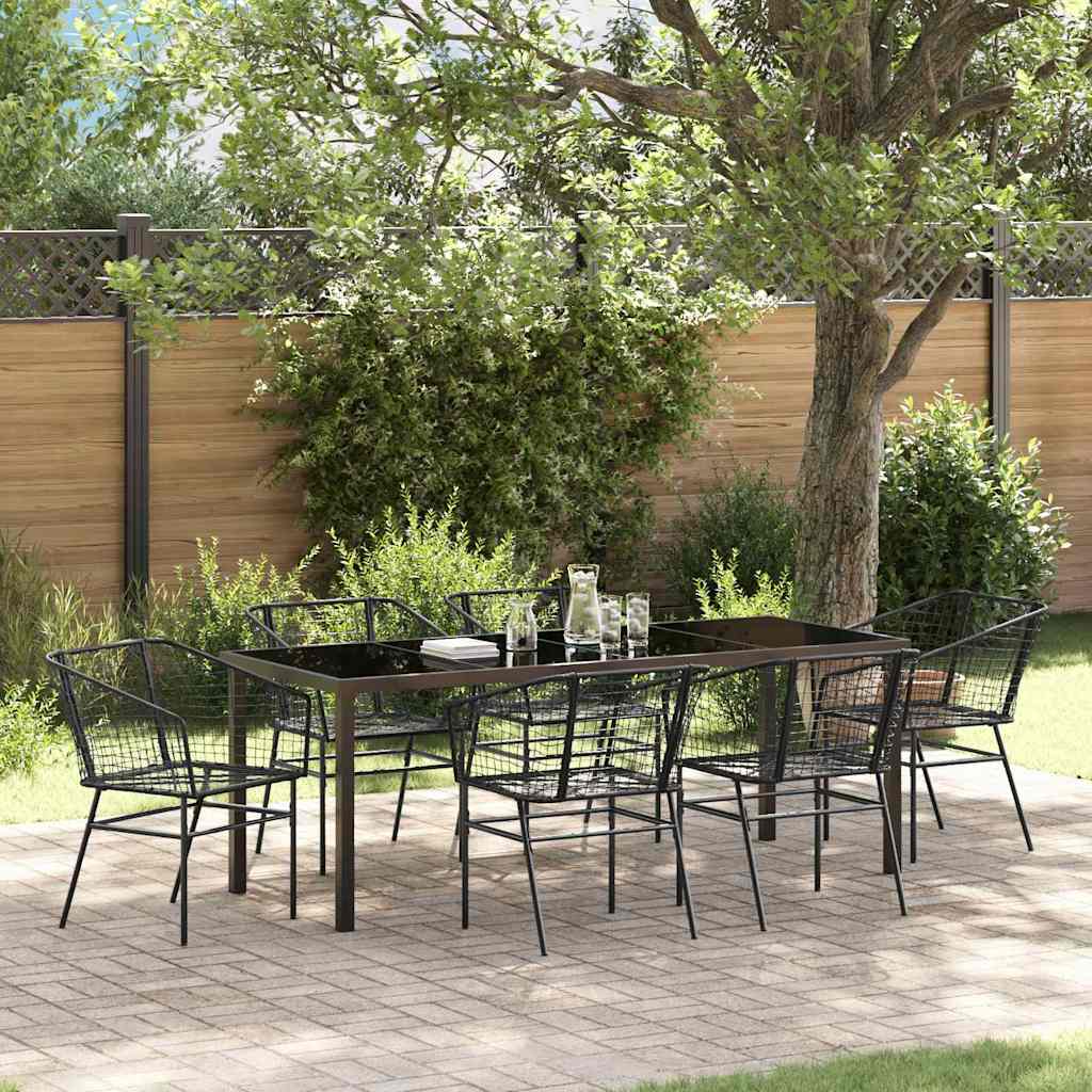 Garten Essgruppe 7 pcs Schwarz Poly-Rattan