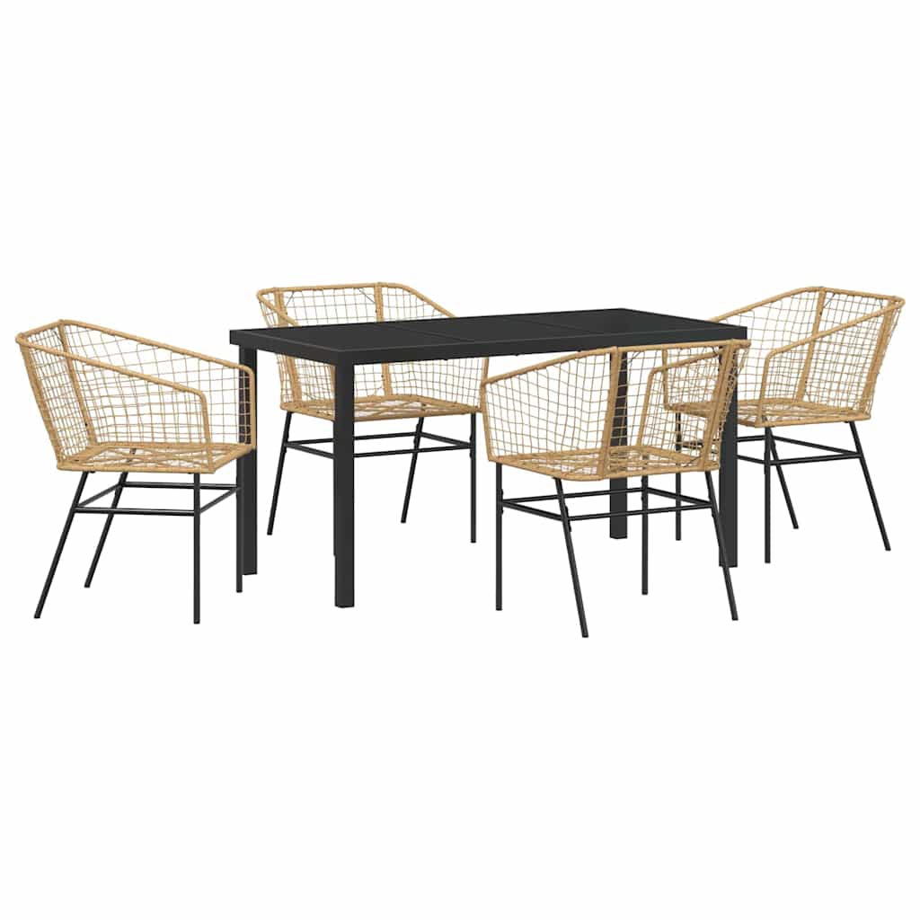 Garten Essgruppe 5 pcs Braun Poly-Rattan