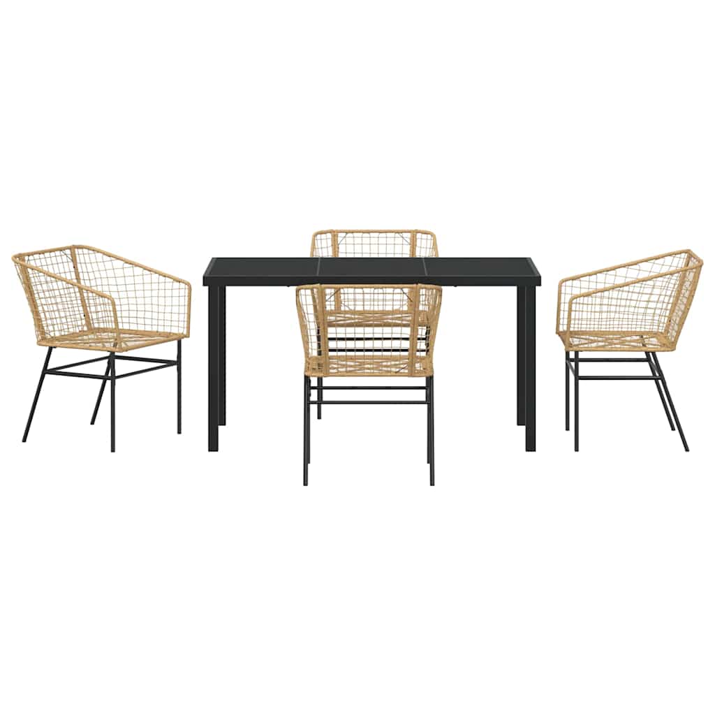 Garten Essgruppe 5 pcs Braun Poly-Rattan