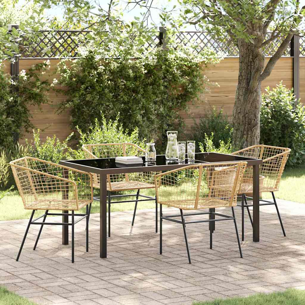 Garten Essgruppe 5 pcs Braun Poly-Rattan