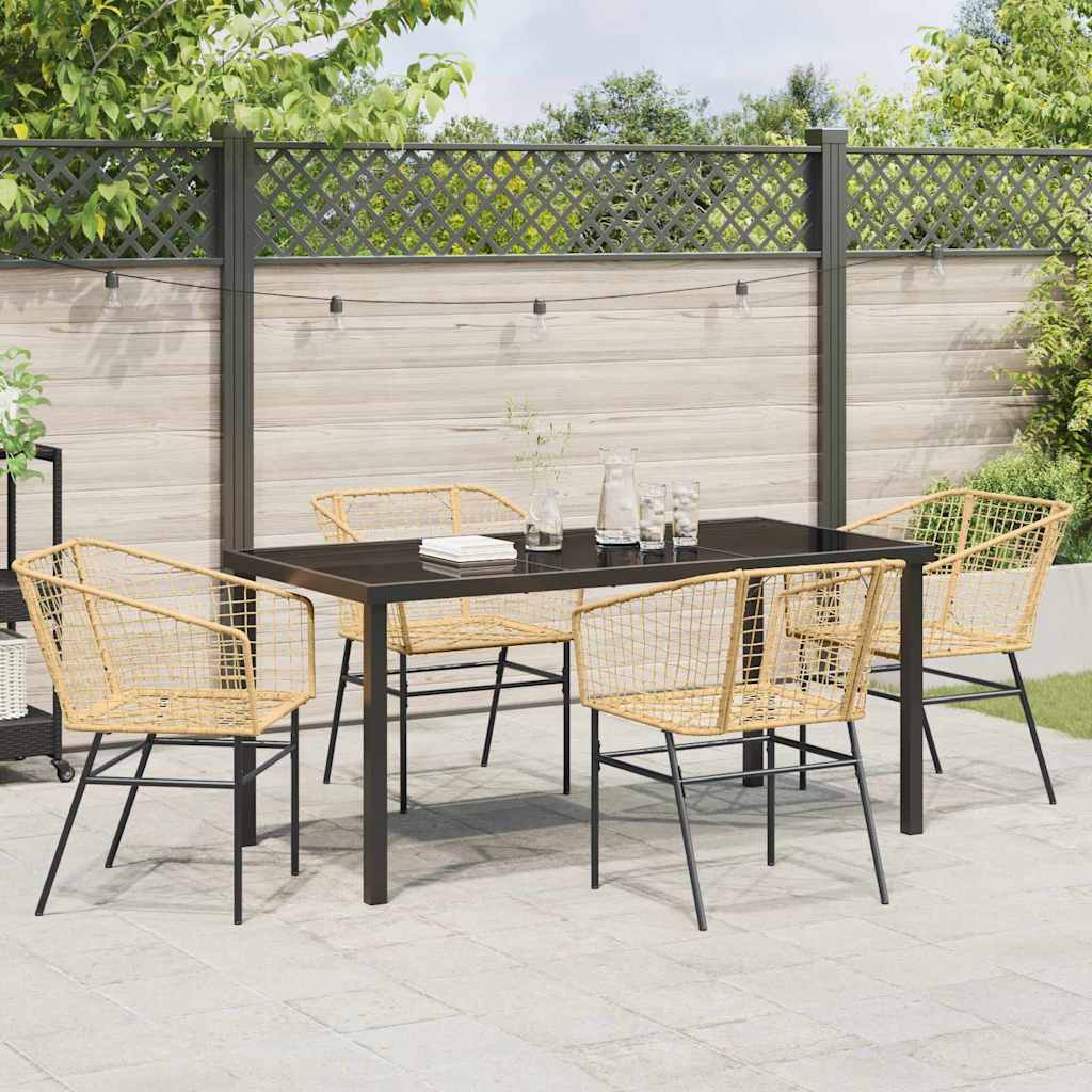 Garten Essgruppe 5 pcs Braun Poly-Rattan