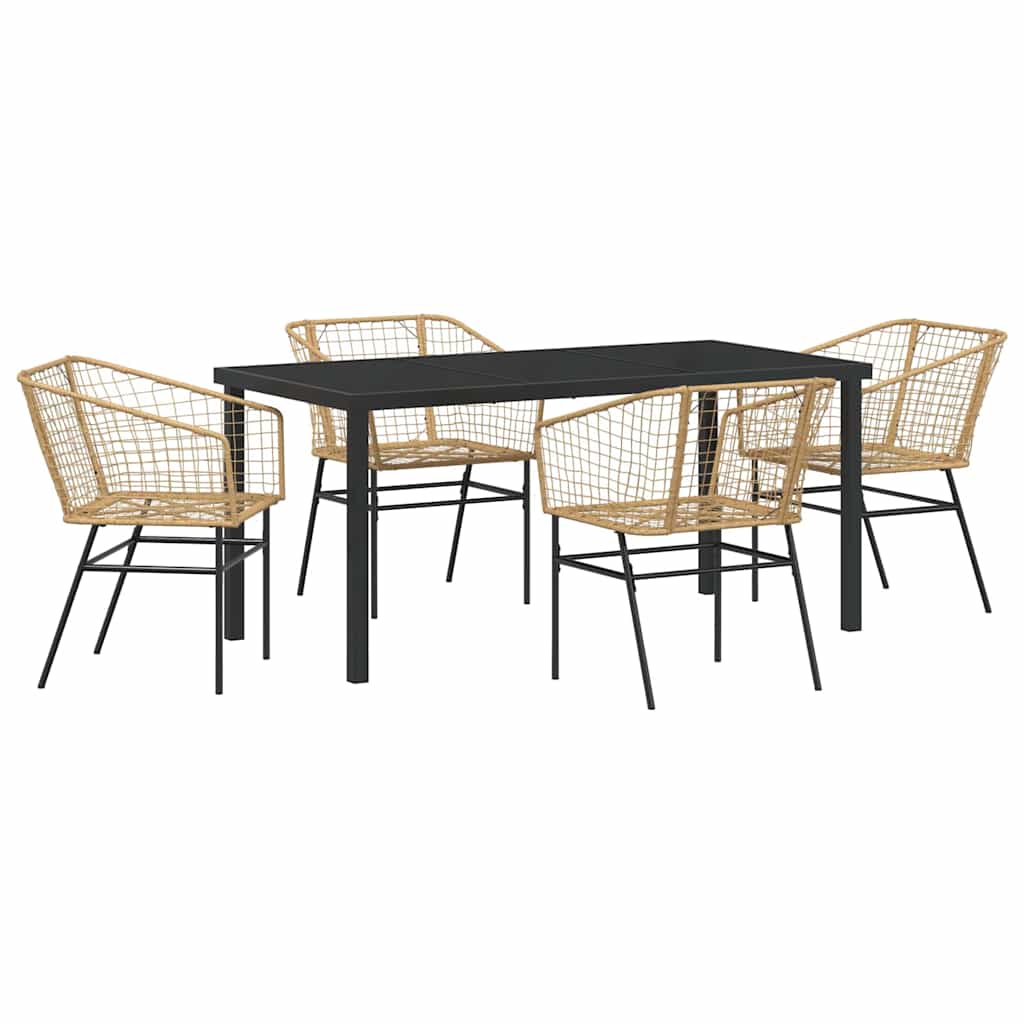 Garten Essgruppe 5 pcs Braun Poly-Rattan