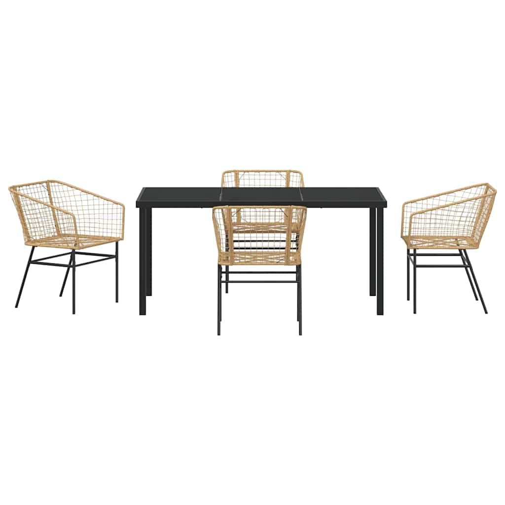 Garten Essgruppe 5 pcs Braun Poly-Rattan