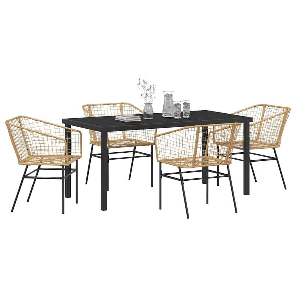 Garten Essgruppe 5 pcs Braun Poly-Rattan